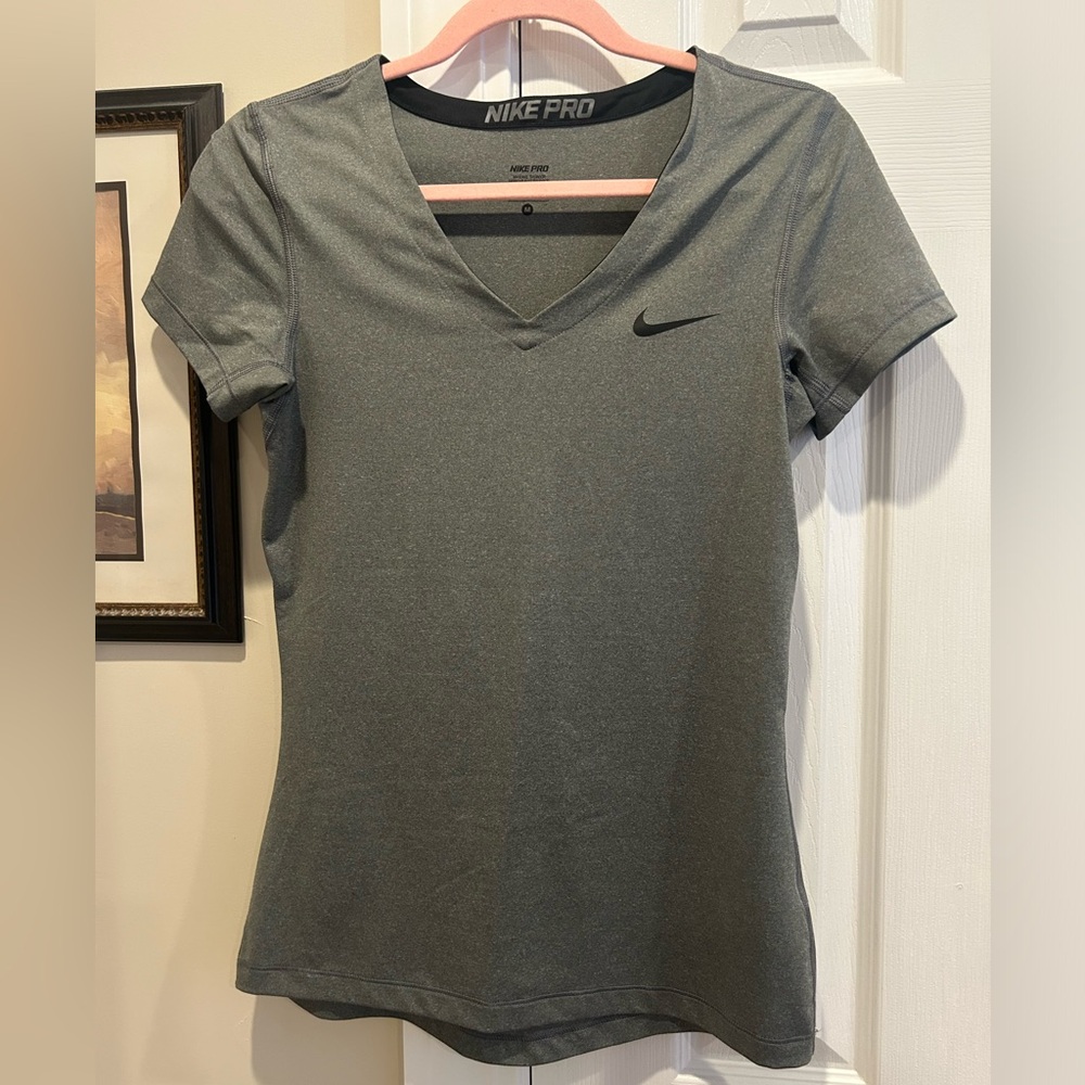 Nike Pro Gray Short Sleeved Dry Fit Shirt